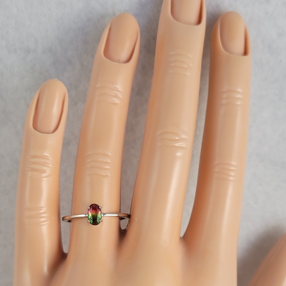 Sterling 0.5ct Watermelon Tourmaline Ring - Picture 8 of 8